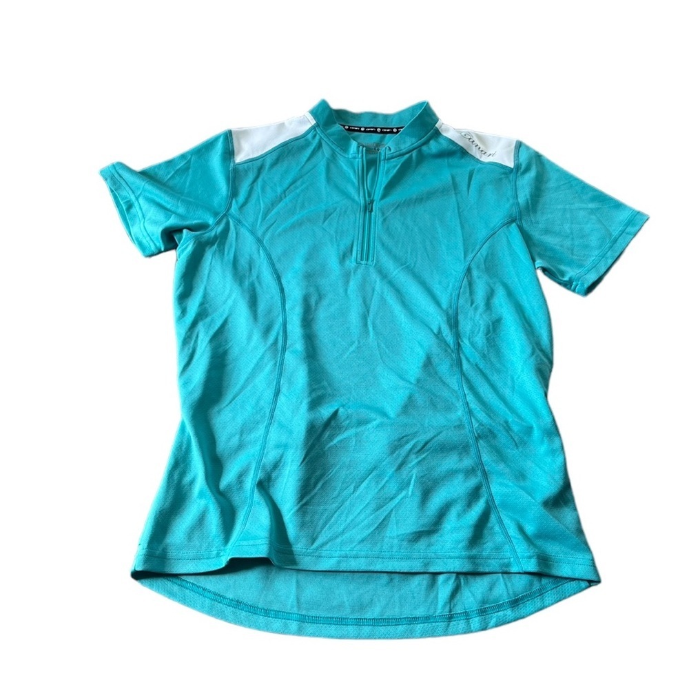 Canari Womens Blue White Silver 1/4 Zip Cycling Shirt Big Pockets Size Large